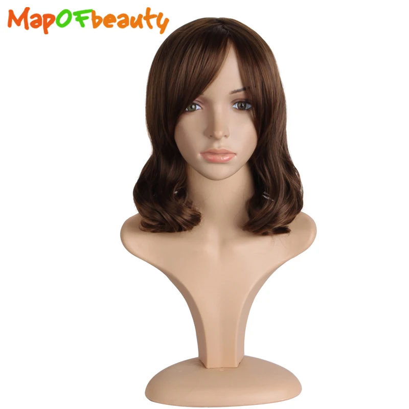 MapofBeauty средней длины кудрявый Косплей парики Черный Темно светло коричневый