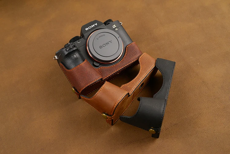 AYdgcam из брендовой натуральной кожи; Камера чехол для sony A9 A7R III A7R Mark III Камера сумка ручной работы Половина крышка ручка Винтаж чехол
