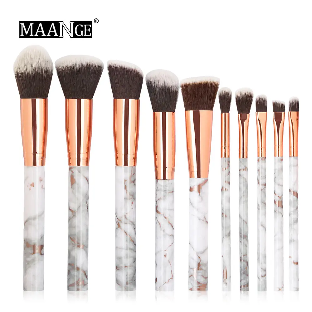 MAG5633-Gray MAANGE 10 шт./компл. профессиональных кистей для макияжа мраморная ручка мягкая пудра основа, тени для глаз, карандаш для губ Макияж Кисти Набор Красота инструменты - Handle Color: MAG5633-Gray