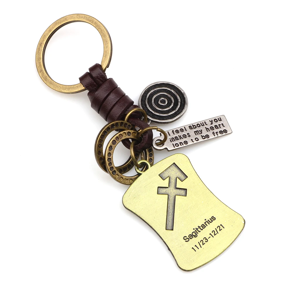 Брелок для ключей с 12 созвездиями кожаный брелок пар модные аксессуары мужчин и