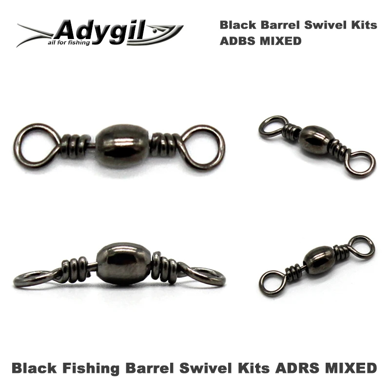 Набор рыболовных вертлюгов adyгил черные наборы для рыбалки ADBS смешанные #4 #6 #8 #10 #12