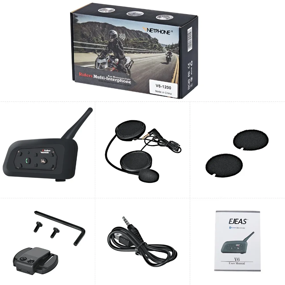 VnetPhone 1200 м мотоциклетный шлем Интерком V6 Bluetooth гарнитура для домофона