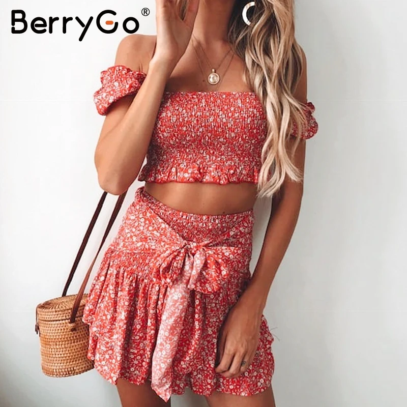BerryGo повседневное летнее платье в стиле бохо женское элегантное с цветочным