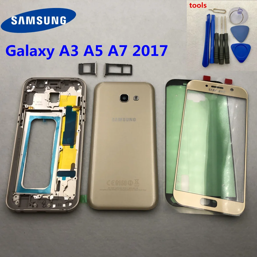 Для Samsung Galaxy A3 A5 A7 2017 A520 чехол с полным корпусом стеклянный задней батареей корпус
