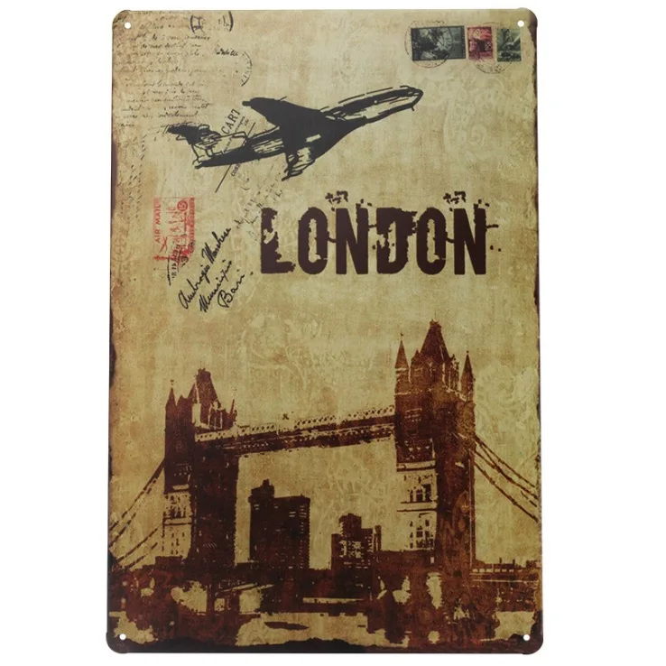 

1 pc London Plane Bridge UK Britain Tin Plates Signs wall Room man cave Decoration bar Art retro vintage Poster metal