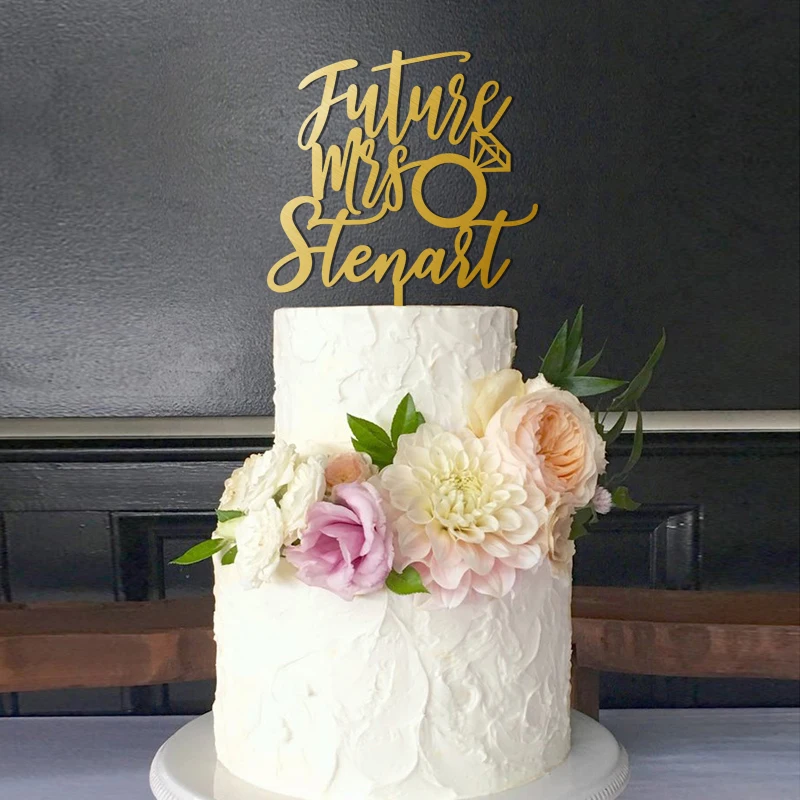 Futurs mrs Love Cake Toppe персонализированные Именные свадебные украшения для торта