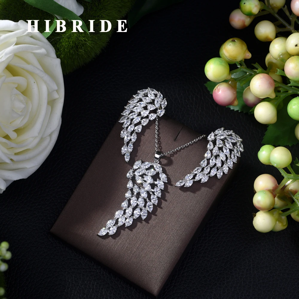 

HIBRIDE Top Quality AAA Cubic Zirconia Bridal Wedding Jewelry Sets,White Gold Color Jewelry Set parure bijoux femme N-291