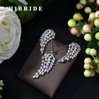 Комплект свадебных украшений HIBRIDE, Ювелирный Комплект из белого золота с кубическим цирконием высокого качества, свадебная бижутерия