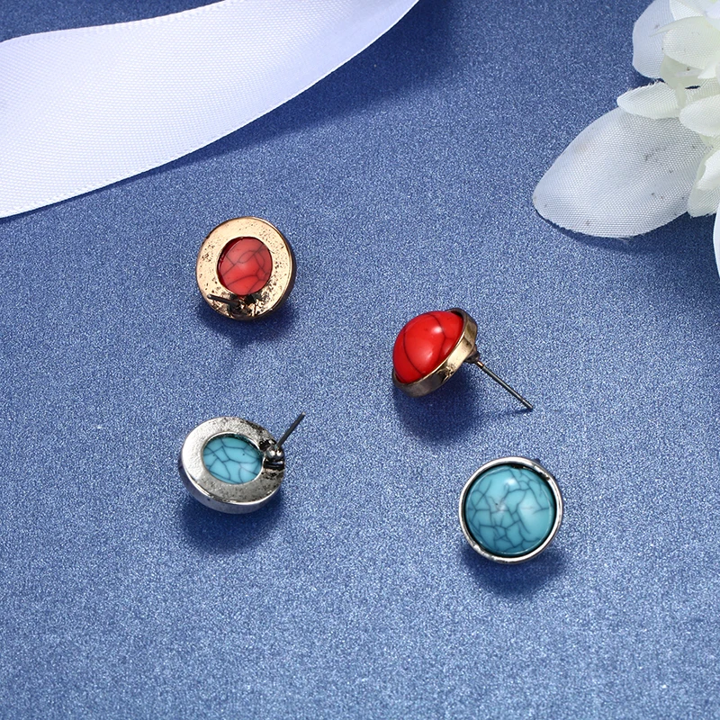 Shineland Fashion Accessories Stud Earring Sets 6 Pairs Round Waterdrop Leaves Resin Stone Crystal Earrings For Women Brincos | Украшения и