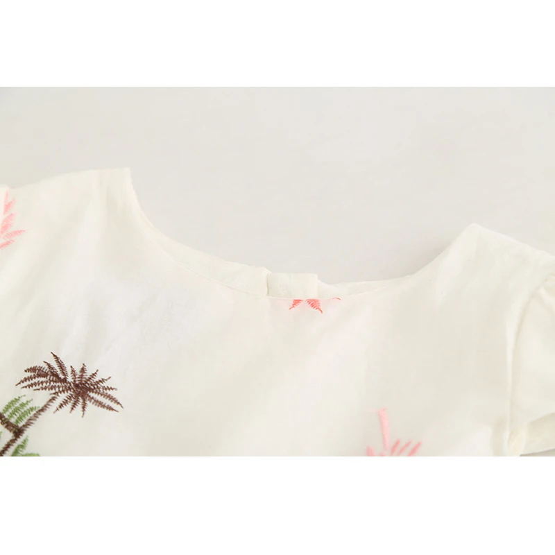 LOVE DD& MM/платье для девочек; Новинка г.; Летнее Детское платье для девочек с пышными рукавами и вышитыми листьями цветами и поясом