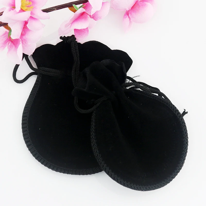 

Gift Bags Wholesale 100pcs/lot 8*10cm Black Round Gourd Velvet Jewelry Necklace Bracelet Earrings Rings Packaging Display Pouch