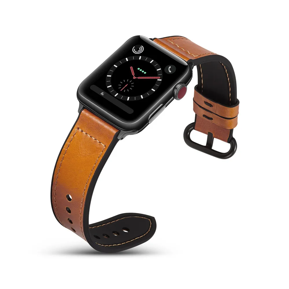 Новый смарт часы ремни для Apple Watch 4 Замена пояса из натуральной кожи + кремнезема