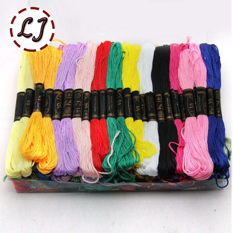 Лидер продаж 100 шт./лот ярд 50 разных цветов нитки для вышивки крестиком мотки CXC