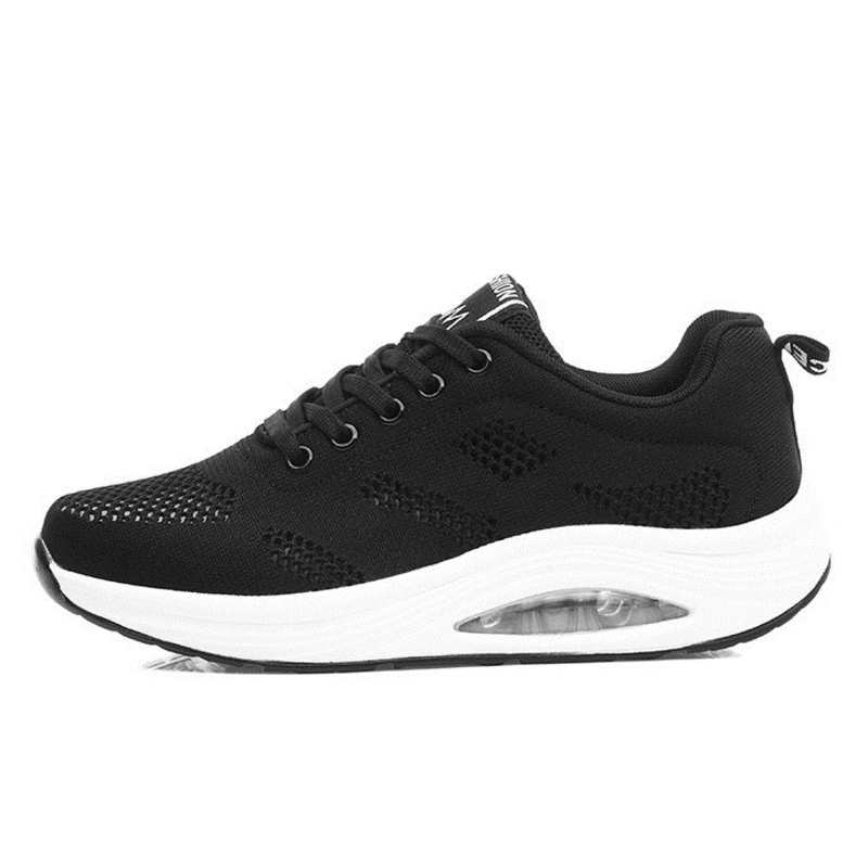 black fashion shoes Визуально увеличивающая рост обувь; женские кроссовки на танкетке; дышащая Спортивная обувь; Scarpe; для фитнеса; Donna; летняя обувь для танцев - Цвет: black fashion shoes