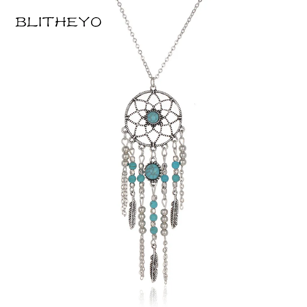 Blitheyo модные Талисманы ювелирные изделия Богемия Dream Catcher Перо Подвеска себе