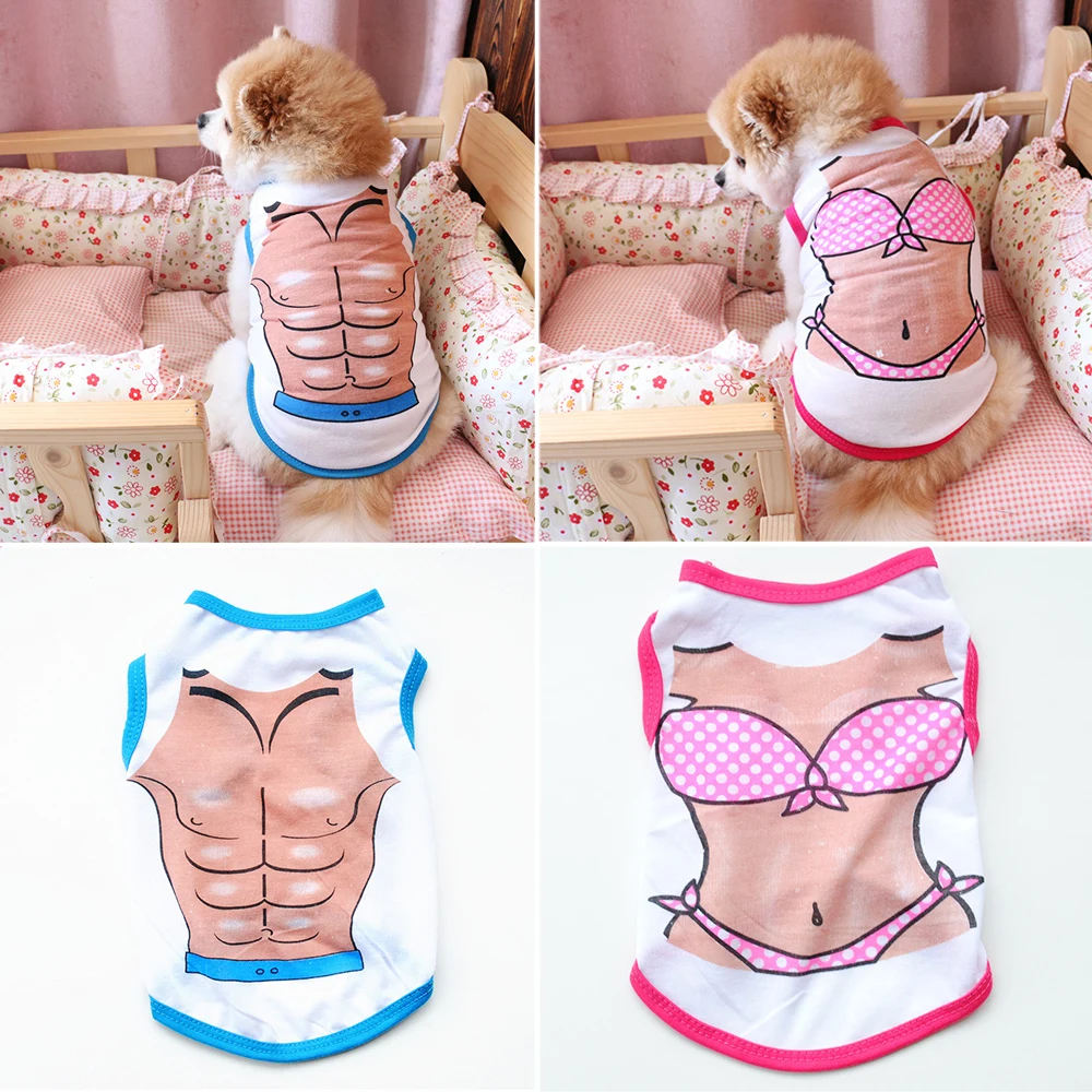 Летний Повседневный жилет для собаки бикини грудь мышечный дизайн маленьких