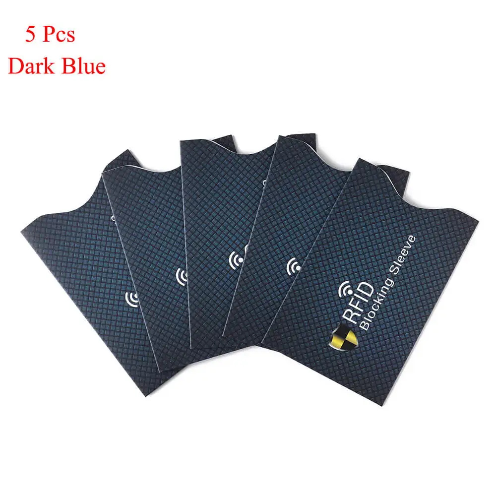 Dark Blue 5 шт./компл. Smart Anti Theft для RFID с протекторами для банковских карт Блокировка кожаный чехол для карт ID держатели защитный чехол - Цвет: Dark Blue