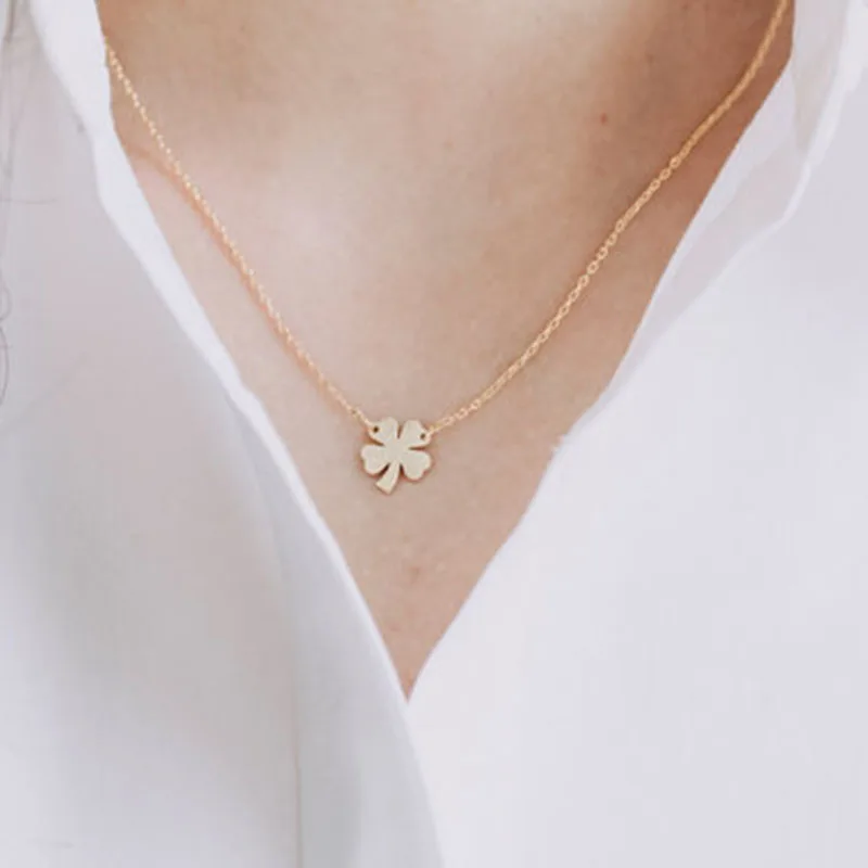 

10pcs/Lot of Lucky Clover Pendant Necklace Silver Gold Rose Gold Color Charm Women Jewelry Free Shipping Wholesale