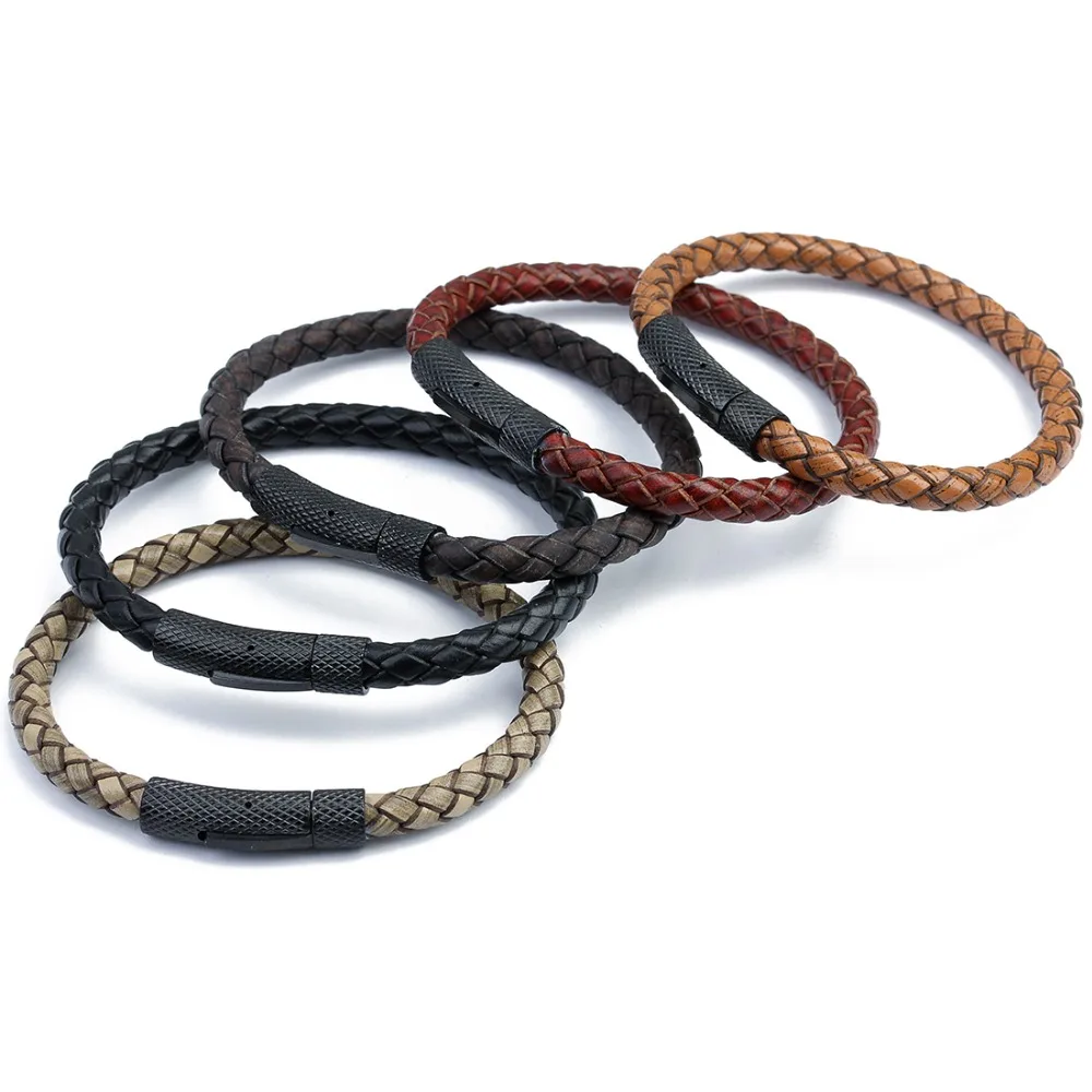 DC New Fashion Vintage Mens Genuine Leather Bracelet Stainless Steel Clasps Wrap for Men Women Jewelry 2019 | Украшения и