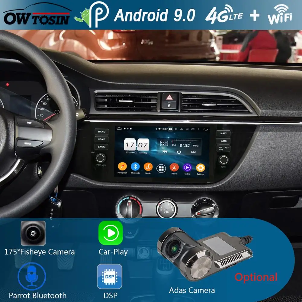Автомагнитола 9 &quotIPS 8 ядер 4 Гб ОЗУ + 64 ПЗУ Android 0 GPS для KIA RIO K2 2017 2018 DSP CarPlay Parrot BT