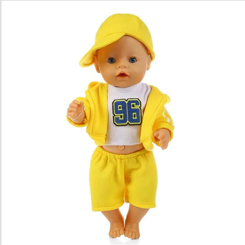 Q-108 Born New Baby Fit 18 дюймов 43 см кукольная одежда три спортивной одежды с розовой, синей и красной шляпой кукла аксессуары для ребенка подарок на день рождения - Цвет: Q-108