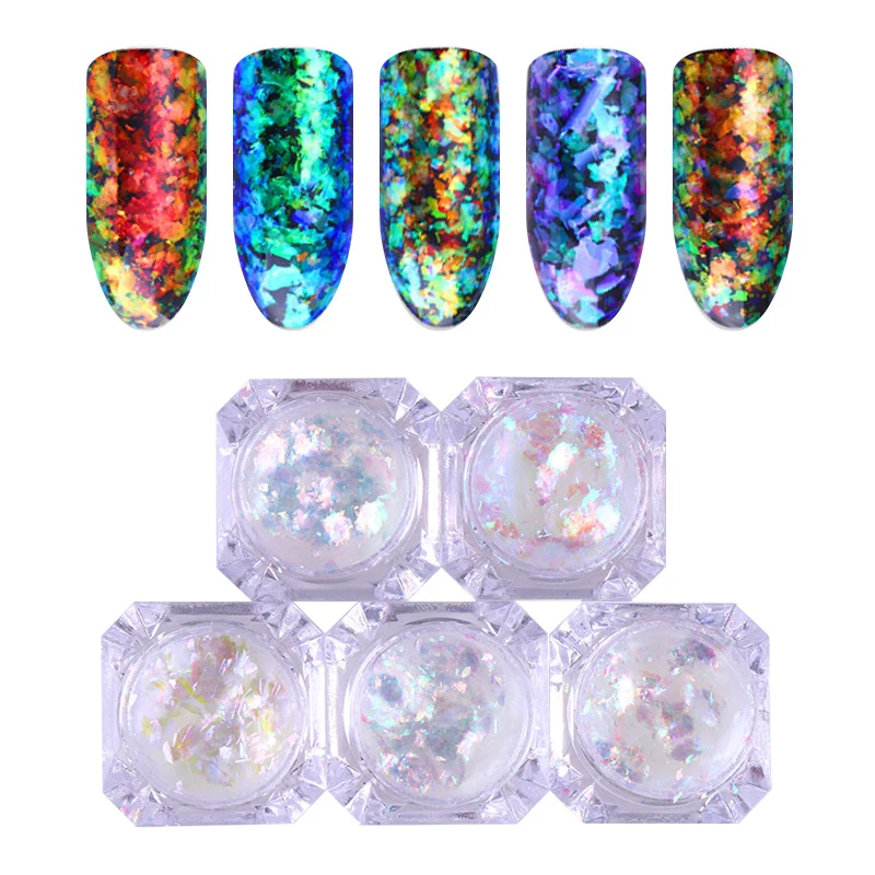 5Pcs Chameleon Cloud Paillette Nail Flakes Powder Iridescent Irregular Sequins DIY Gel Polish Decoration | Красота и здоровье