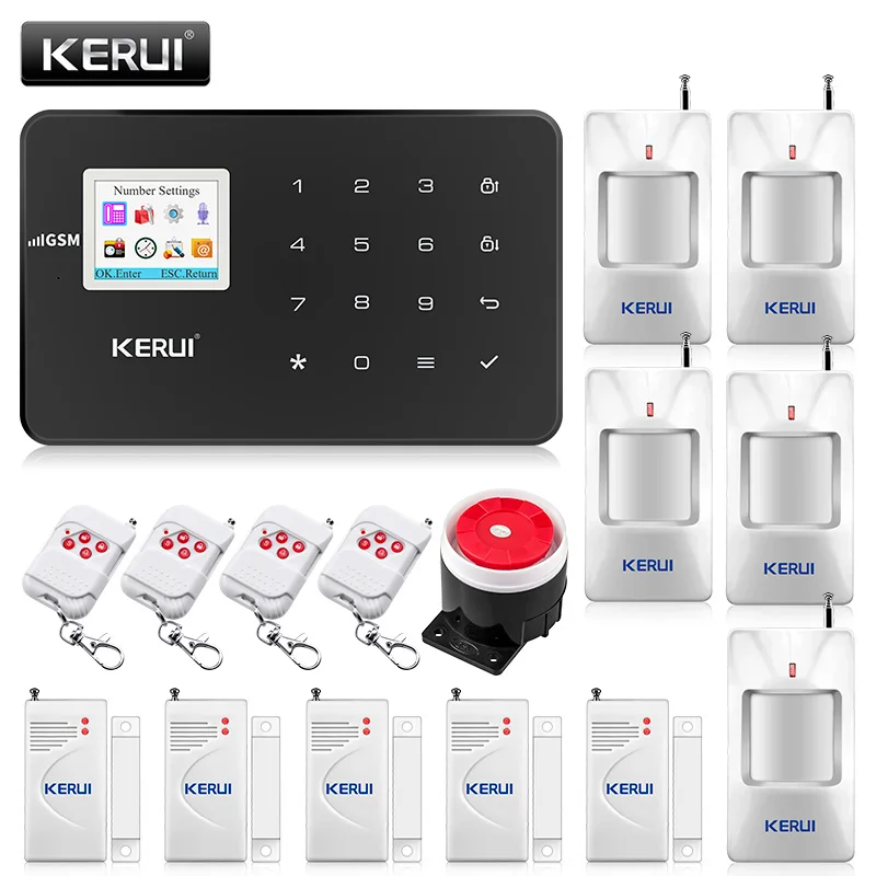 Black Alarm Kit4 KERUI G18 черная панель Беспроводная GSM домашняя система охранной сигнализации датчик охранной сигнализации комплект Android IOS телефон приложение дистанционное управление - Цвет: Black Alarm Kit4