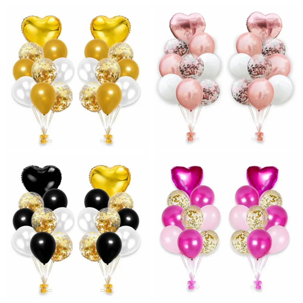 18 шт розовые и золотые воздушные шары Свадебные украшения в форме сердца из