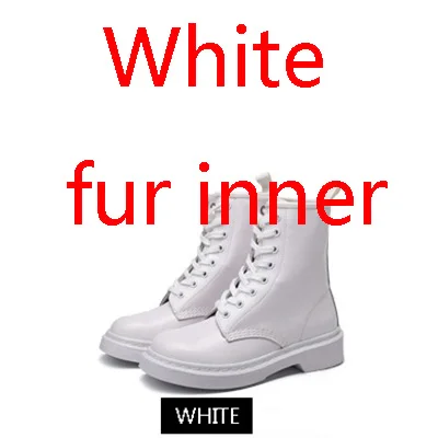 white fur inner Г., женские ботинки из натуральной кожи обувь в стиле милитари розовый цвет, Botas Feminina, женские мотоциклетные ботильоны, модные ботинки женские Mujer - Цвет: white fur inner
