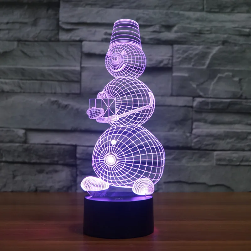 Wenhsin Рождество Снеговик Usb 3D свет красочный сенсорный Зарядка светодиодный визуальный свет Подарочная настольная лампа
