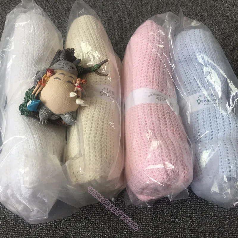 70x100cm New 100% Celluar Cotton Summer Thermal Receiving Baby Throw Nursery Blanket Newborn Knitted Swaddling Wrap Nap Blankets | Мать и