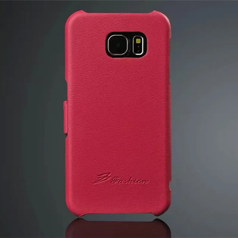 Роскошный чехол с текстурой личи для Samsung S6 ретро откидной крышкой из коровьей