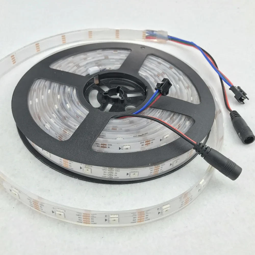 WS2815 DC12V адресуемый полноцветный RGB светодиодный полосы; 5 м/катушка; 30 светодиодный s/60 Светодиодный s/m; белый/черный pcb; заполнение эпоксидной смолой в трубке; IP68