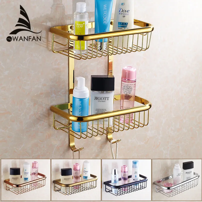 Ванная комната полки двухуровневый стеллаж для выставки товаров хромированный