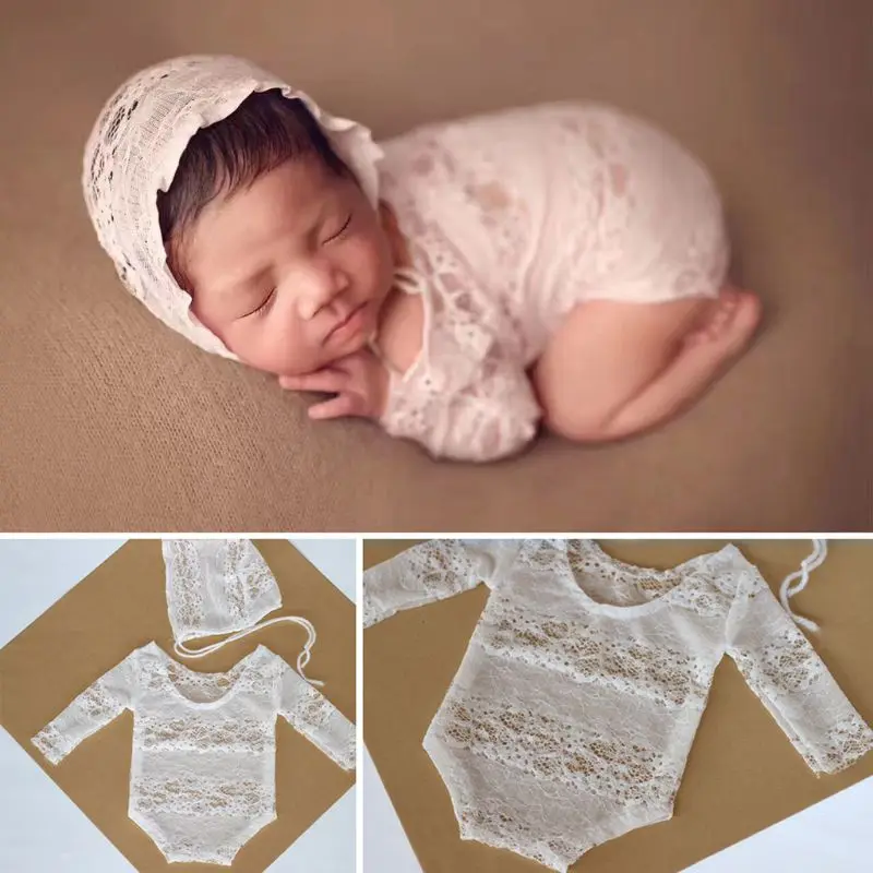 Новинка детская одежда для фотосъемки кружевная Одежда новорожденных шапка