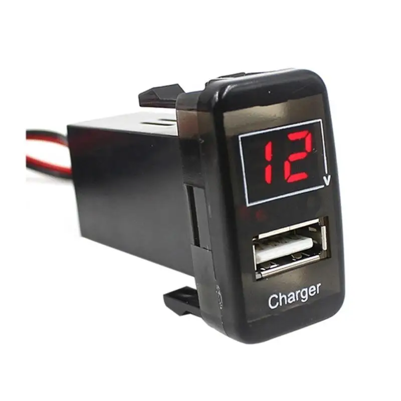 Красный 2 в 1 автомобиль 5 в 2.1A USB приборная панель Вольтметр автомобильное зарядное устройство разъем для TOYOTA VIGO красный синий светодиодный индикатор авто аксессуары - Цвет: Красный