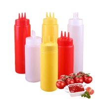 condiment dispenser sauce squeezer bottle ketchup cruet sauces container three holes vinegar tomato sauce mustard bottle 3pcs