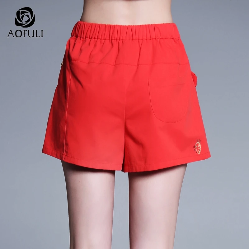 Женские свободные хлопковые шорты AOFULI L ~ XXXL 4XL с карманами и эластичными широкими