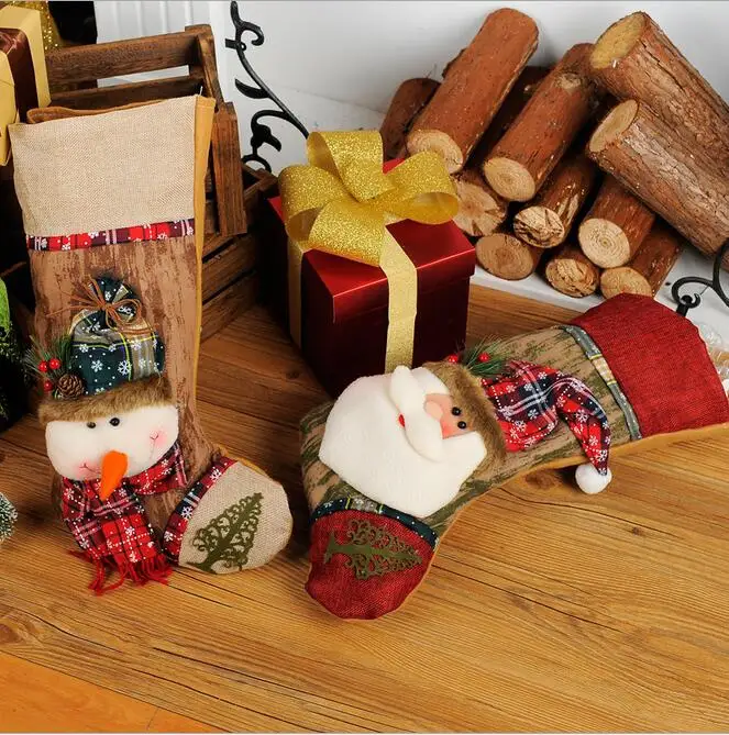 2 комплекта роскошный Рождество украшение для дома Санта Чулок подарок Сумки Merry