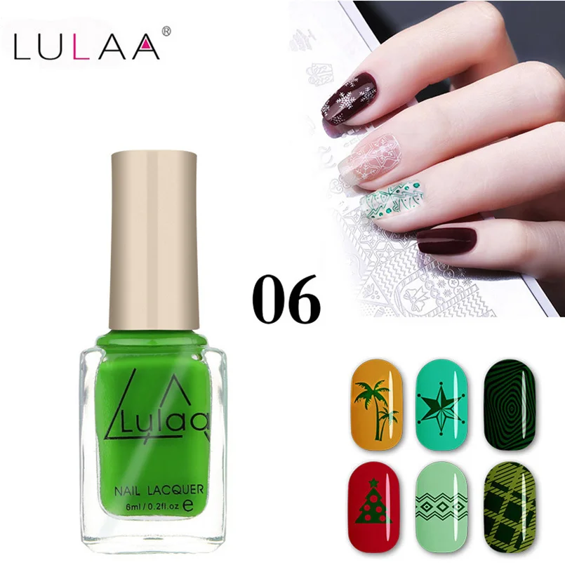 6 мл lulaa Профессиональный Nail штамповка принт польский сладкий Цвет Лаки для