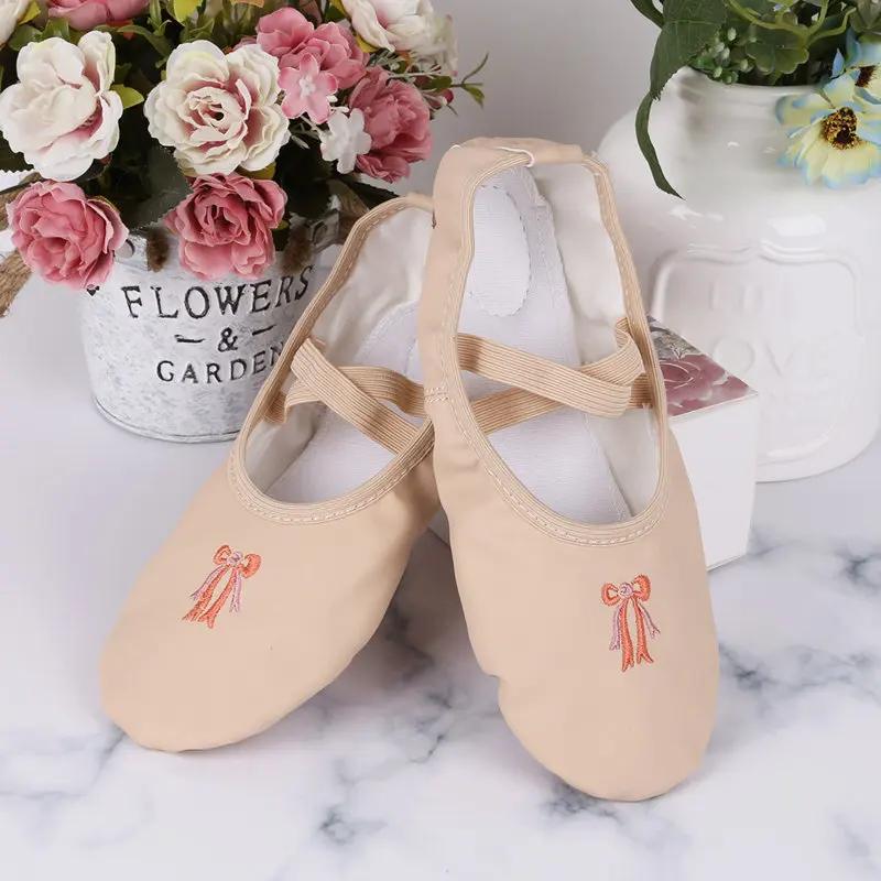 Балетки женские из ПУ кожи с вышивкой 3 цвета|Обувь для танцев| |