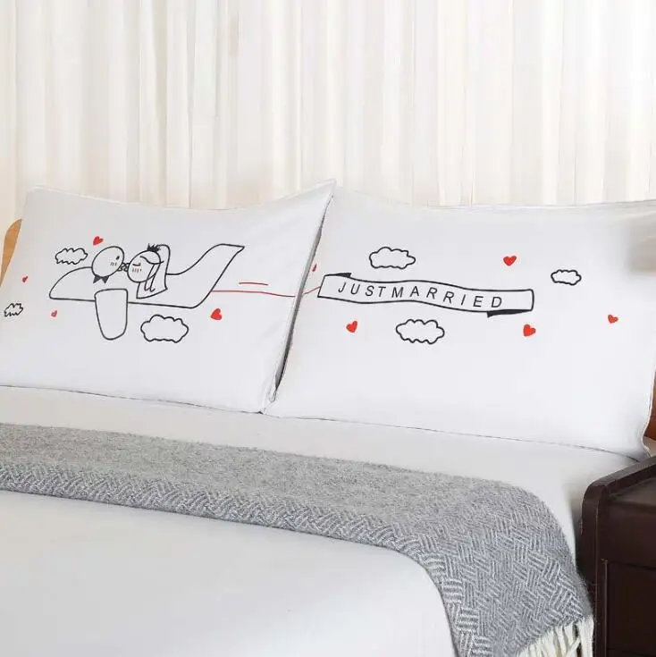 Techome новая стильная белая пара наволочка для влюбленных с принтом сердца домашняя комната отель постельные принадлежности мягкий полиэстер декоративная наволочка
