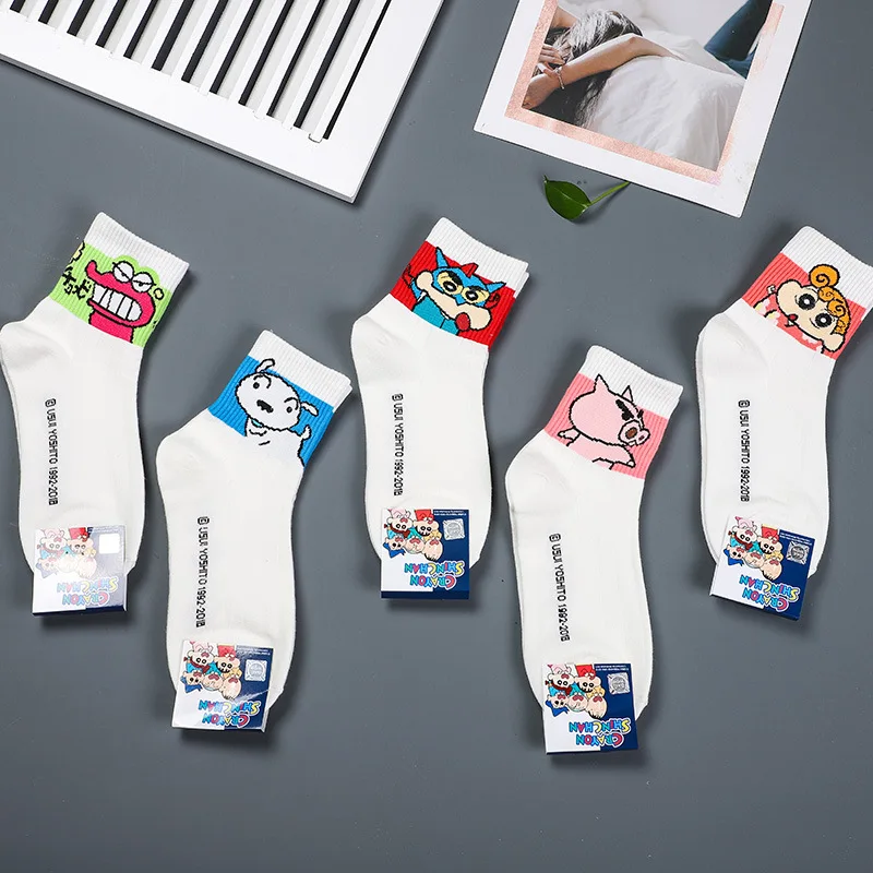 Весенне-летние новые корейские модные милые чулки с рисунком из мультфильма Crayon