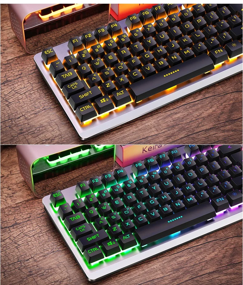 hxsj Langtu V1 USB Проводная Регулируемая Мультимедийная Игровая клавиатура с подсветкой матовая металлическая панель подвесной брелок