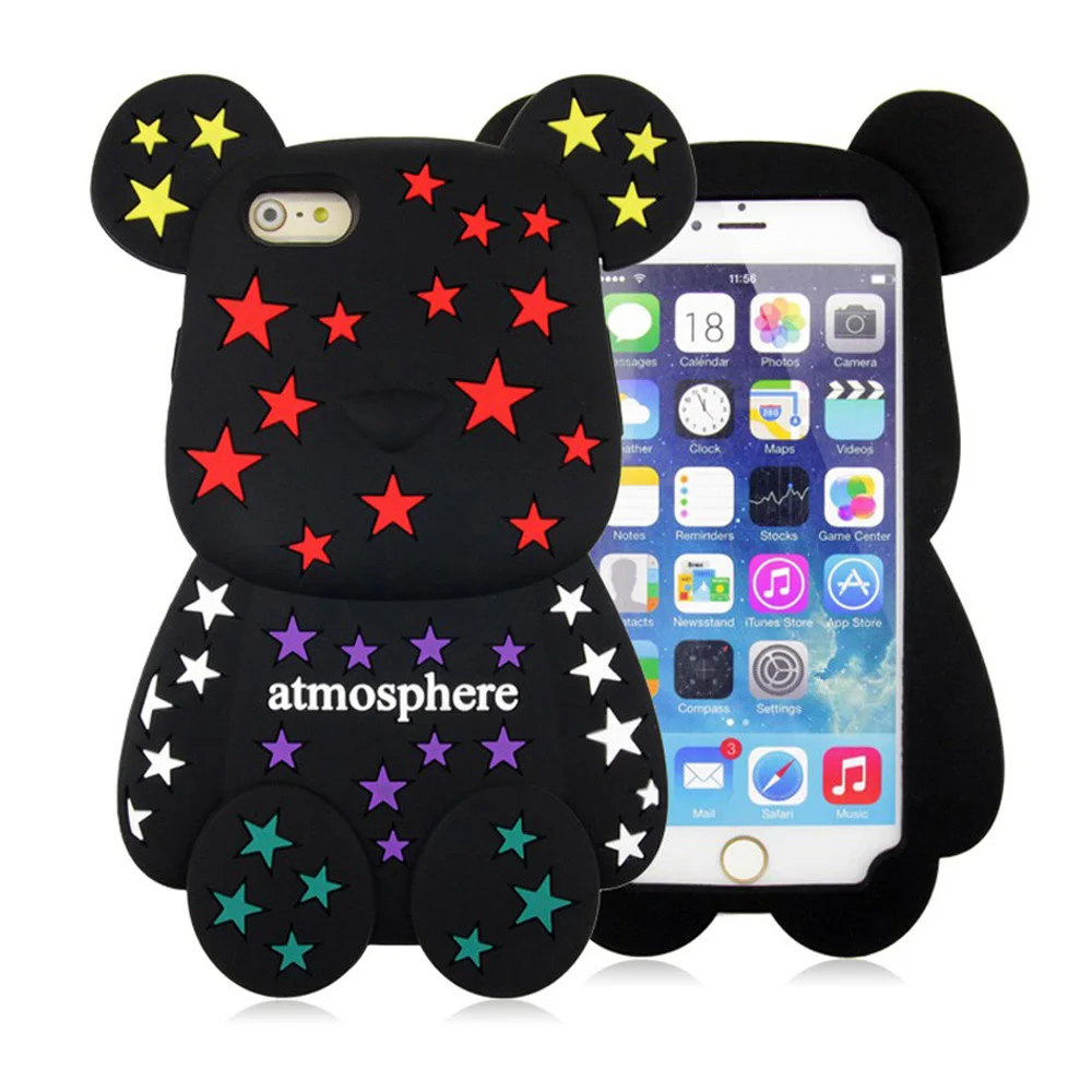 Милый медведь телефон чехлы для Apple iPhone 6 чехол силиконовый C 3D рисунком обложка 4 7