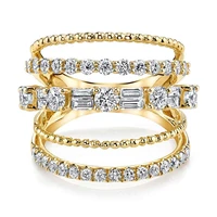 huitan trendy bohemian stylish women rings several layers with full micro paved women jewelry gold color available ring