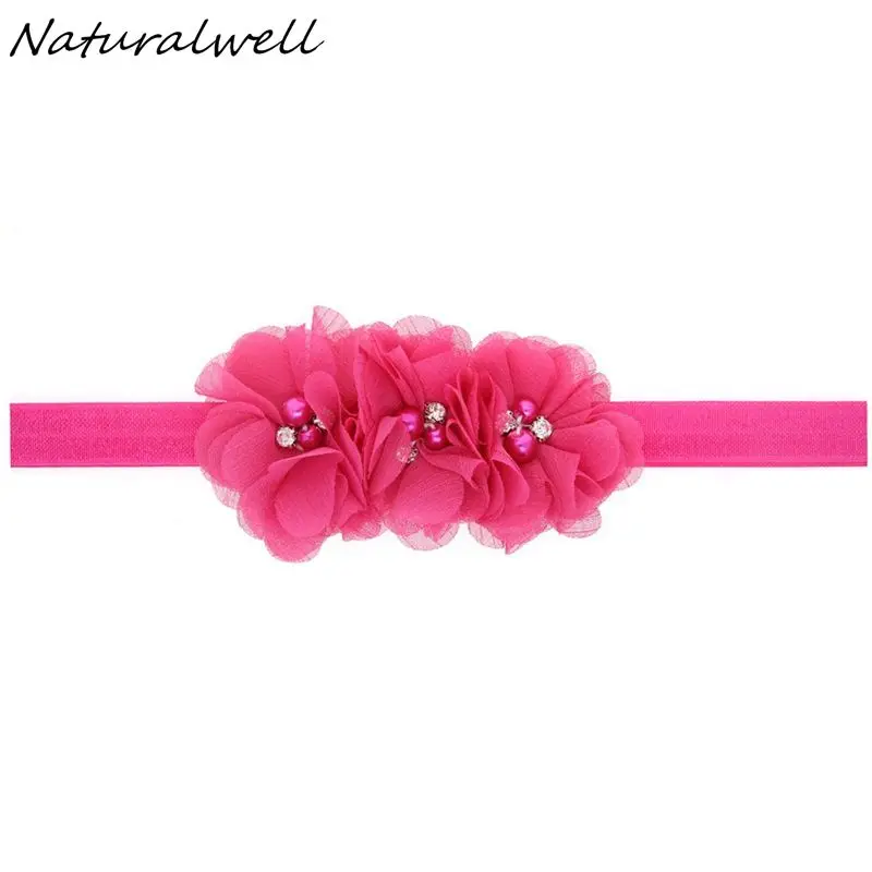 Naturalwell/шифоновая повязка на голову с цветами и жемчугом для маленьких девочек