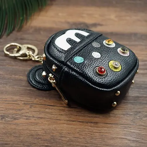 Симпатичный с кристаллами аниме мультфильм PU кожаный мини брелок-Кошелек для