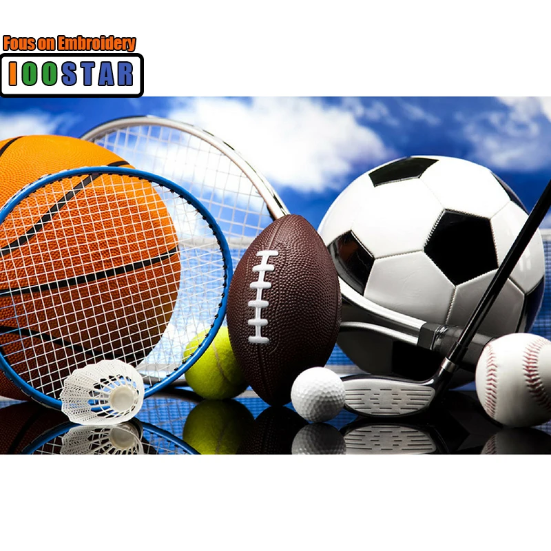 Picture 5d Diy Diamond Painting Full Square Football, Basketball, Golf, Baseball Decoration Diamond Embroidery