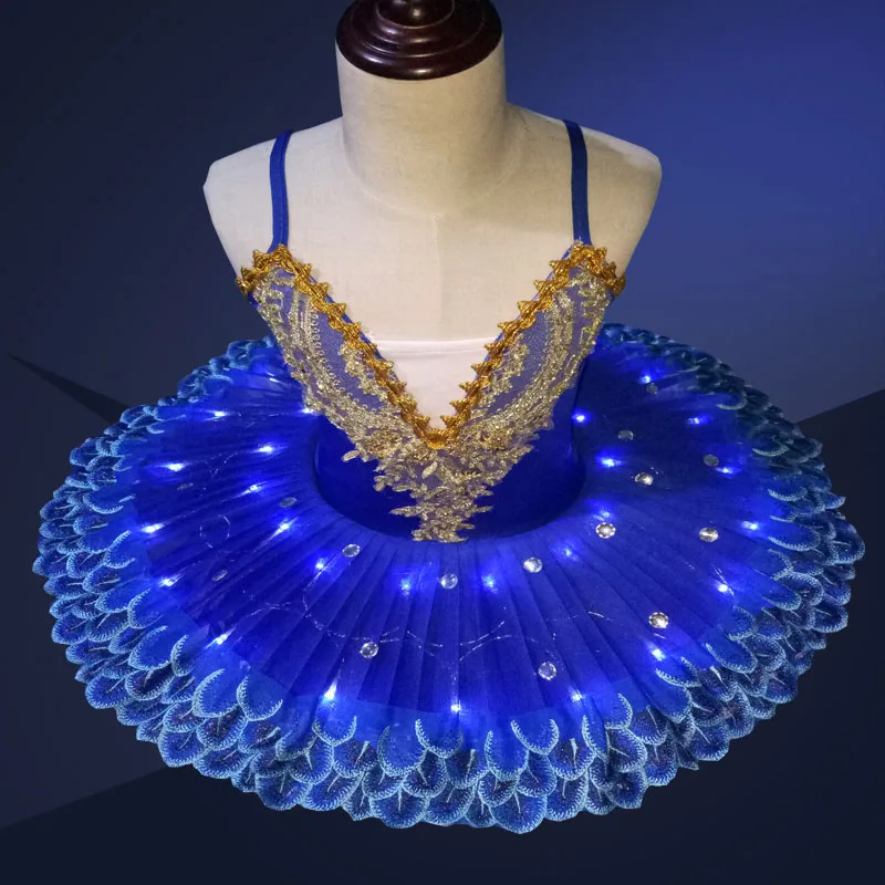 blue Профессиональный светодиодный светильник-пачка; детский балетный костюм; платье балерины; детское праздничное платье на Хэллоуин - Цвет: blue